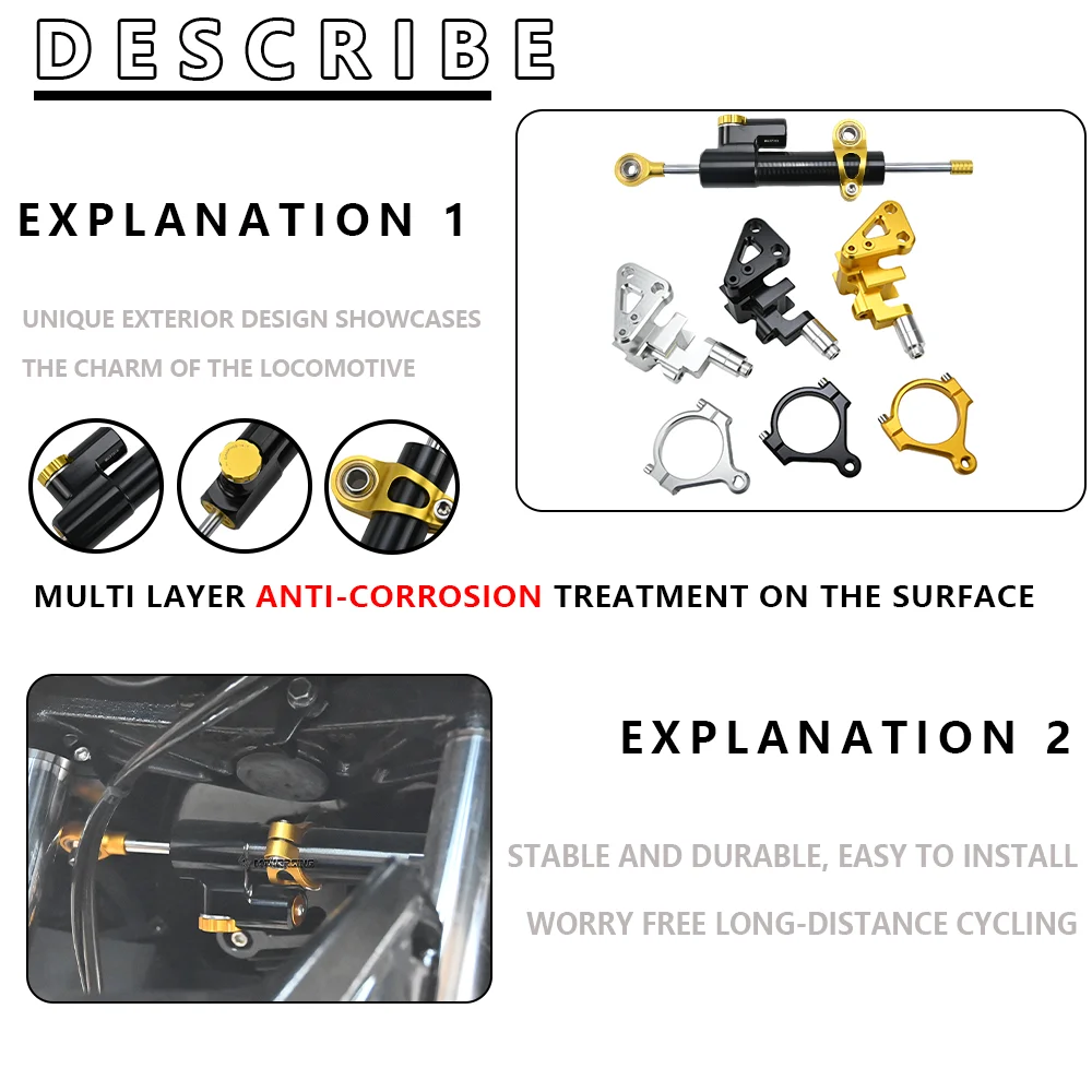 

MTKRACING for YAMAHA TMAX 560 2022 2023 2024 Motorcycle Steering Damper Stabilize Dampers Bracket Kit