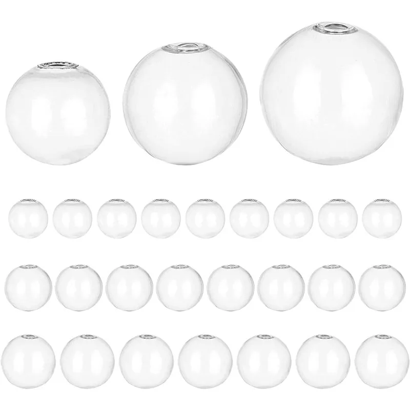 30szt Mini Szklana Butelka Globe Hollow Ball Wish Szklana Kula Butelka Kryształowa Szklana Kopuła Pokrywa Dmuchane Szklane Koraliki 20/25/30mm
