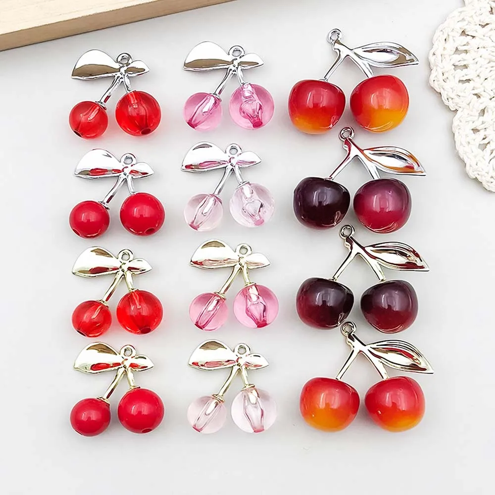 

12pcs/lot Cute Cherry Pendant Fruit Pendant DIY Earrings Jewelry Making Handmade Accessories