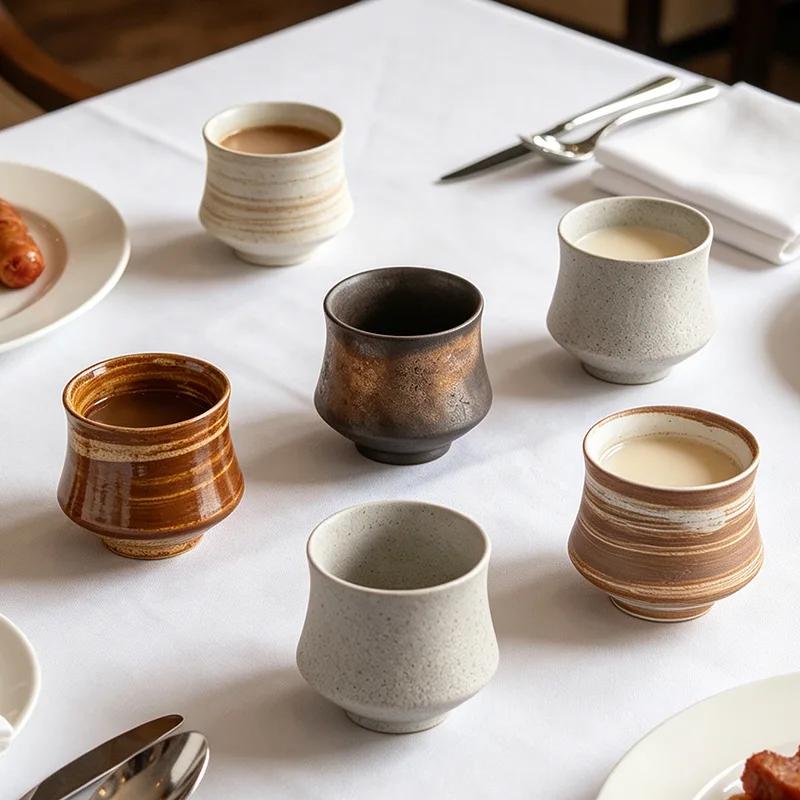Ceramic coffee cup American espresso nara flower cup coarse pottery retro afternoon teacup hotel homestay couple pair cup