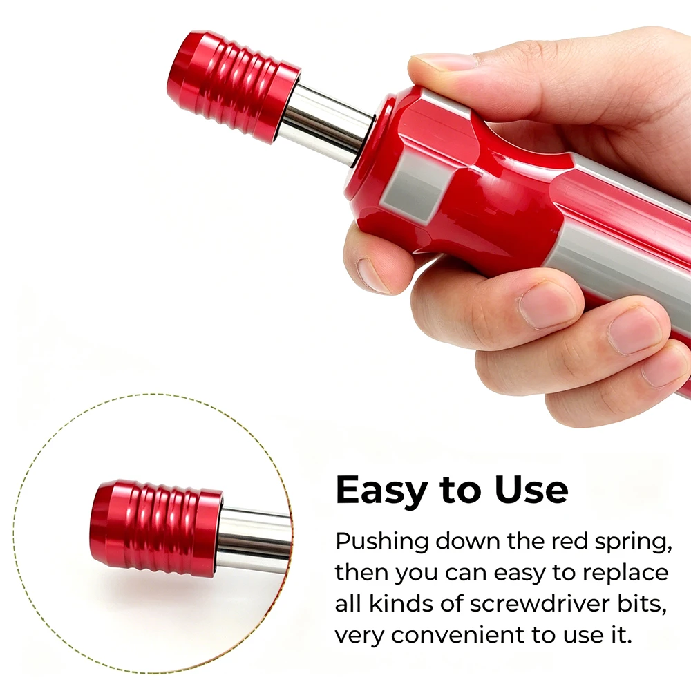 1/4 Inch Quick Change Magnetic Screwdriver Bit Holder, Heavy Duty Hex Handle for Torx, Phillips, Flat (Slotted) Bits