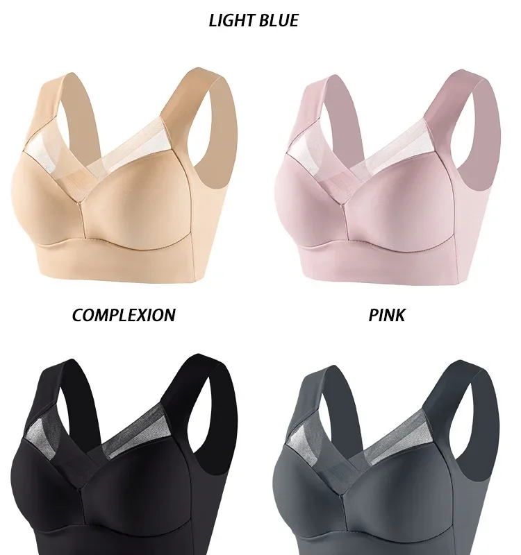 Damen Spitzen-Sport-BHs Übergröße Nahtloser BH Bralette Rückenfreier Damen-BH Weste Stoßfester Drahtloser Top-BH L-3XL – Detail 16