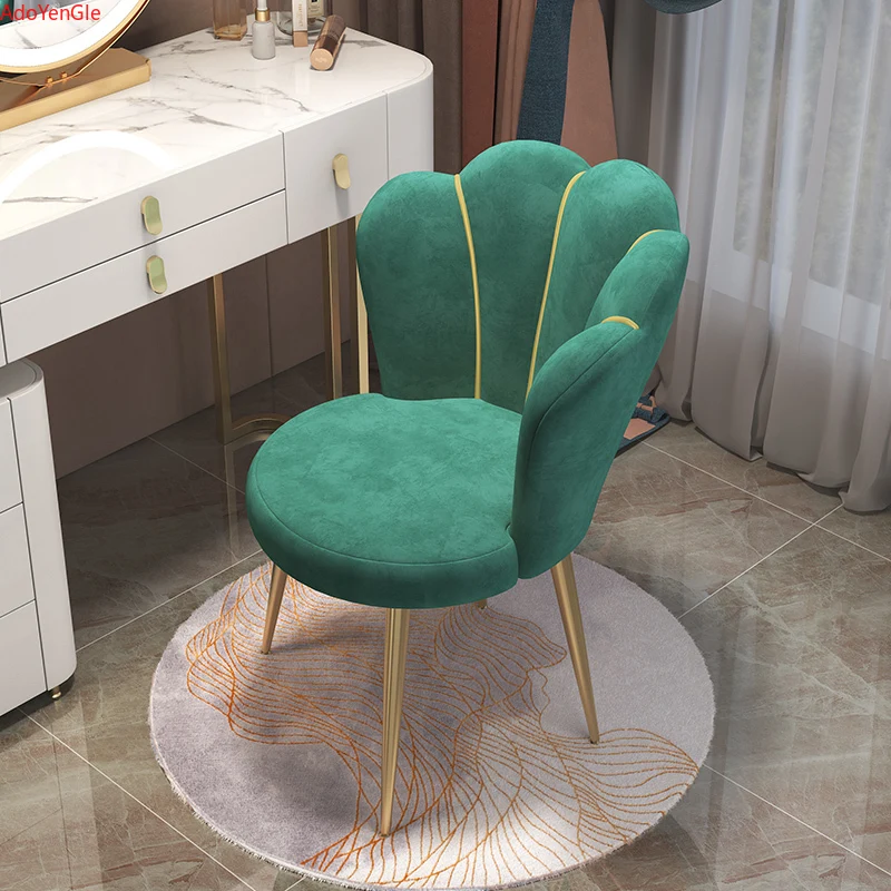 Nordic Living room Chairs Home Furniture Luxury Dining Chair Reception Soft Velvet Backrest Manicure Leisure Makeup Stool ins