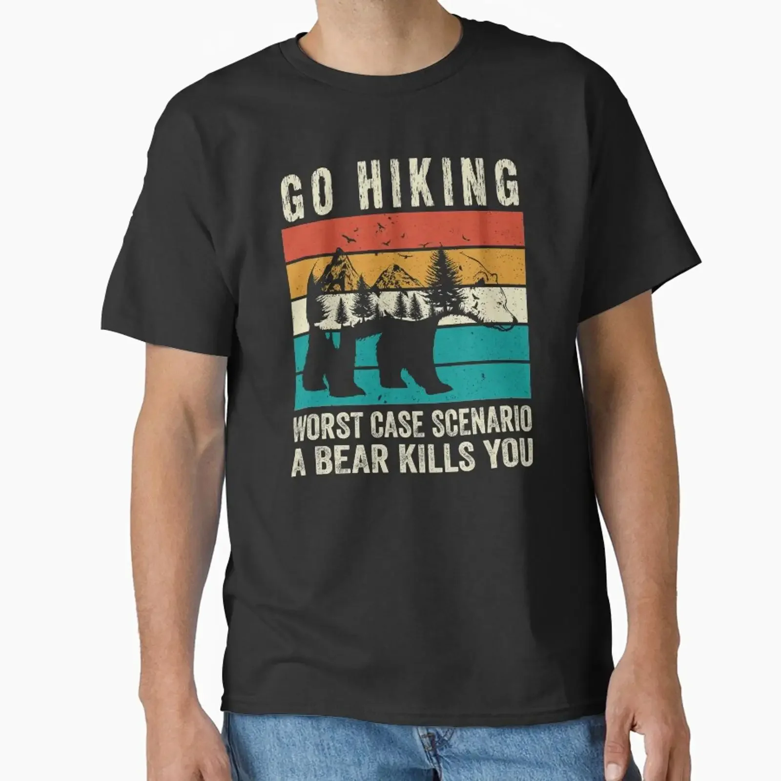 Go Hiking Worst Case Scenario A Bear Kills You designed and sold by i longmanshop vintage Washed Slightly streetwear Casual