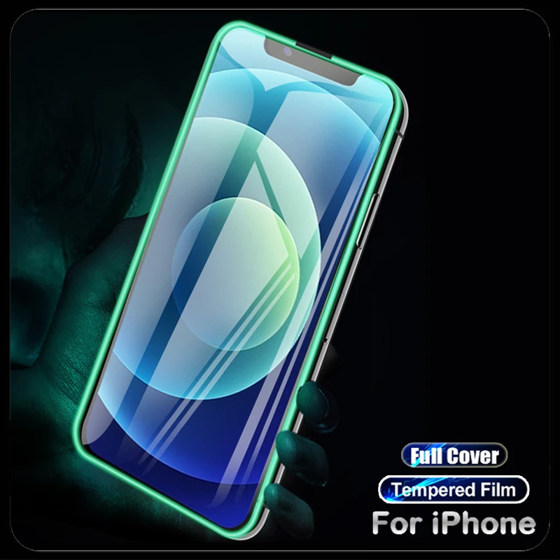 

Fluorescence Tempered Glass Protector Screen Noctilucent Film For iPhone 14 12 13 11 Pro XR XS Max Plus Full Cover Luminous Film