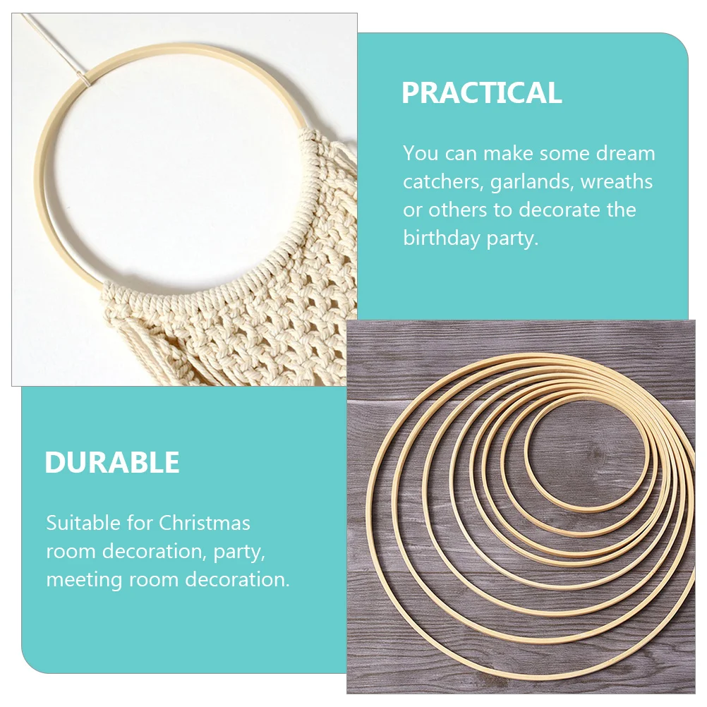 

Bamboo Ring Decorative Material Dream Catcher Garland Craft Wall Hanging Christmas Room Party Elegant DIY Holiday Hoops