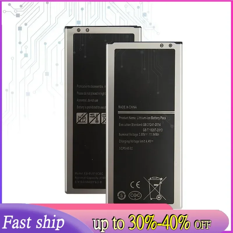 

Battery EB-BJ510CBE For Samsung Galaxy J5 2016 Edition J510 J510F J510G J5109 J5108 3100mAh EB BI510CBE Battery