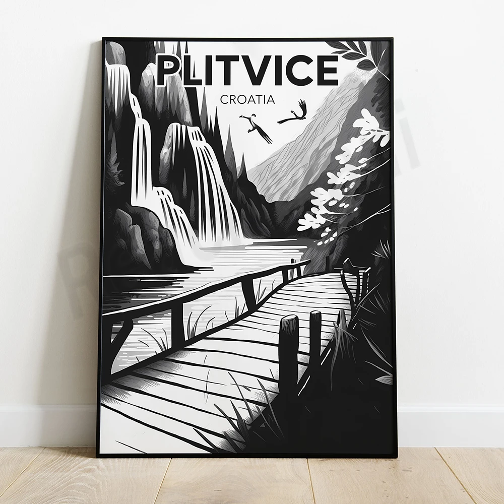 ملصق السفر ، البرانس الاسباني ، Geirangerfjord السويدية ، جبال الألب ، لانزاروتي ، جزر الكناري ، الغروب ، بولندا ، النرويج ، باريس #3