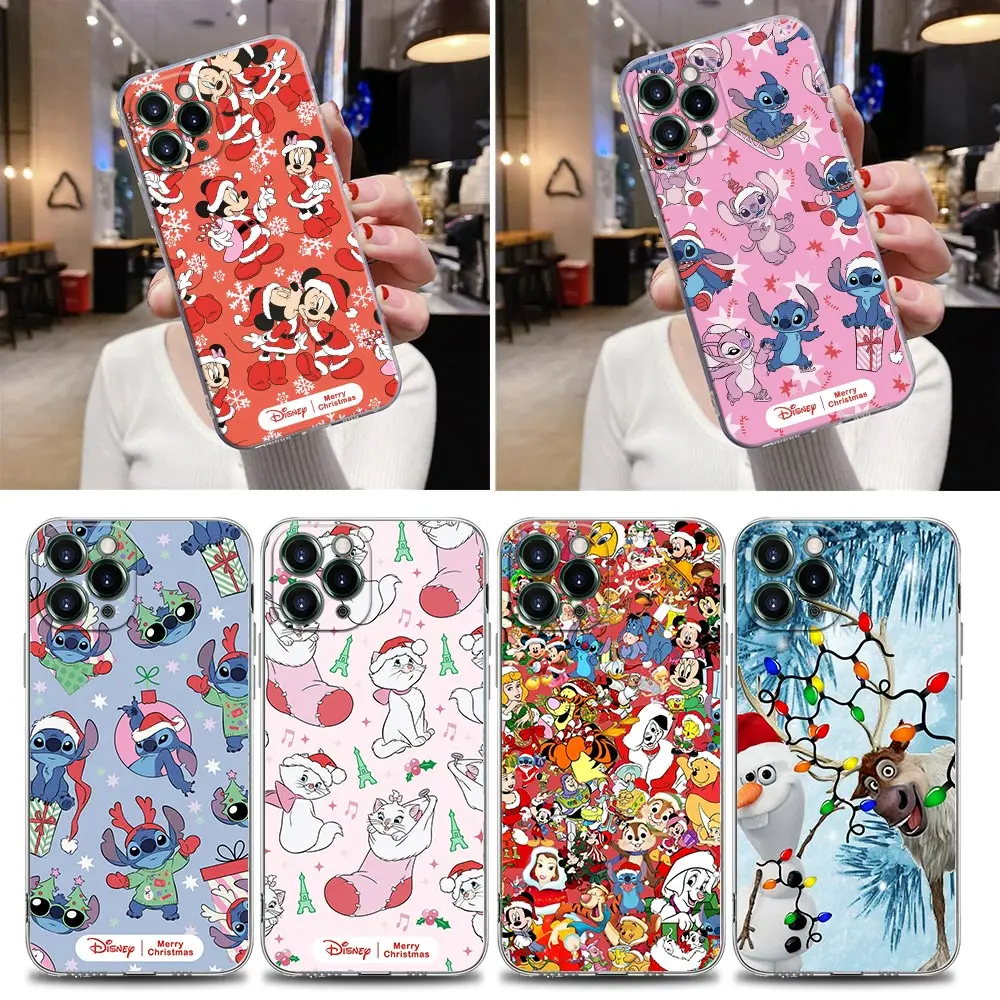 

Clear Case For iPhone 16 15 14 13 12 11 Pro Max Mini Xs X 7 8 Plus 6 Cover For iphone 16 Pro Case Disney Christmas Mickey Stitch