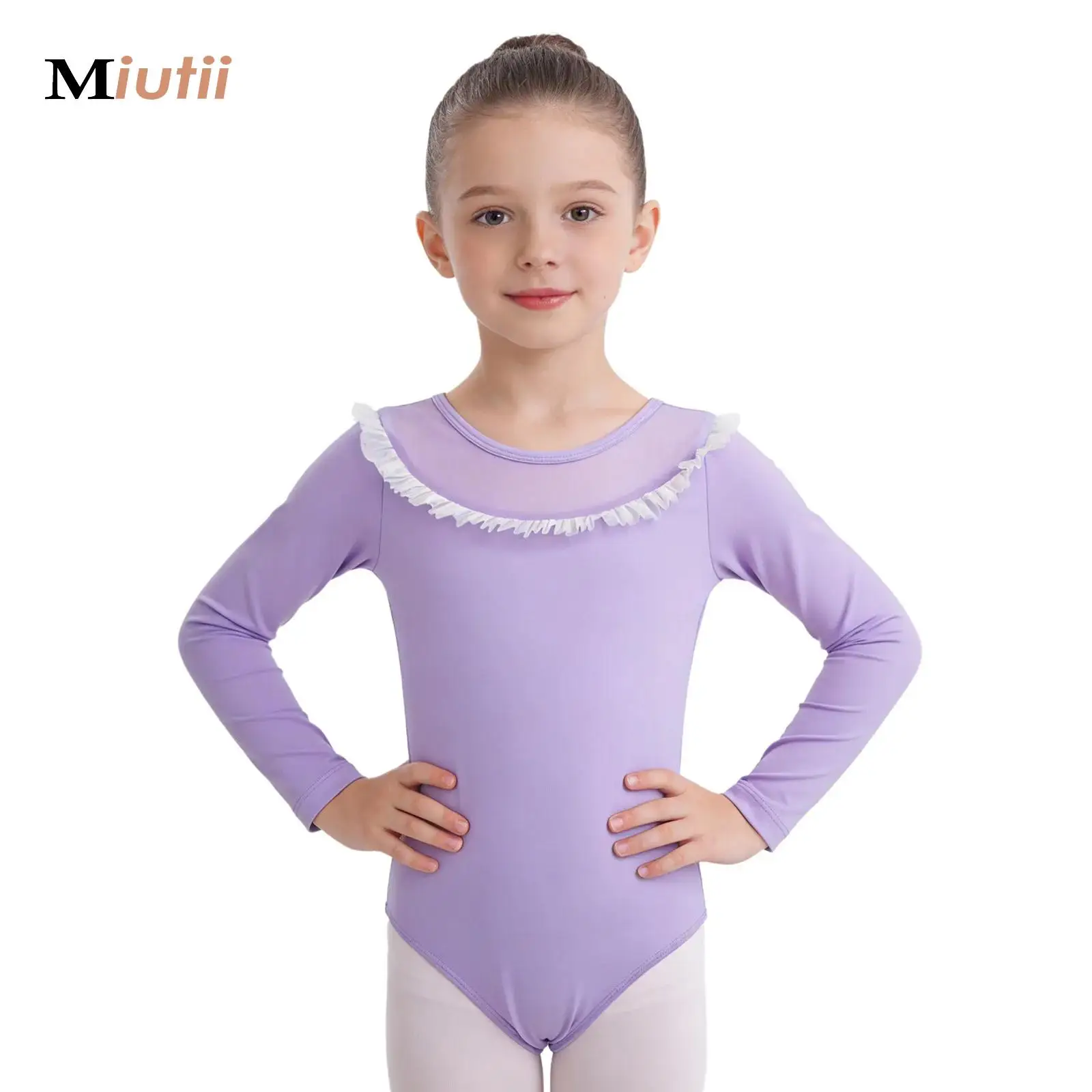 

Ballet Leotards for Girls Mesh Splice Long Sleeve Kids Dance Leotards Tulle Frilly Gymnastics Leotard Ballet Dancing Dancewear