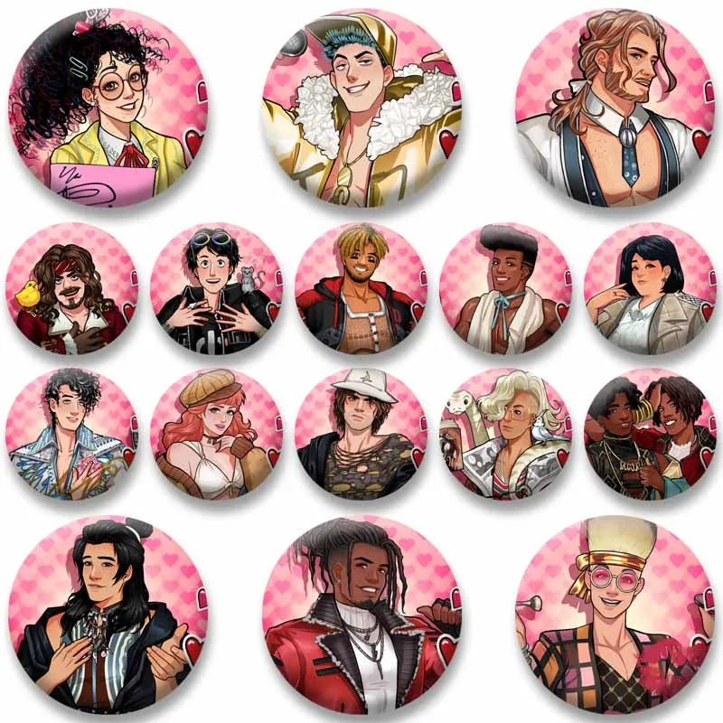 Anime Game D-Date E-Everything Enamel Pins Funny Cartoon Role Playing Badge Interesting Round Brooch Backpack Clothes Accessory