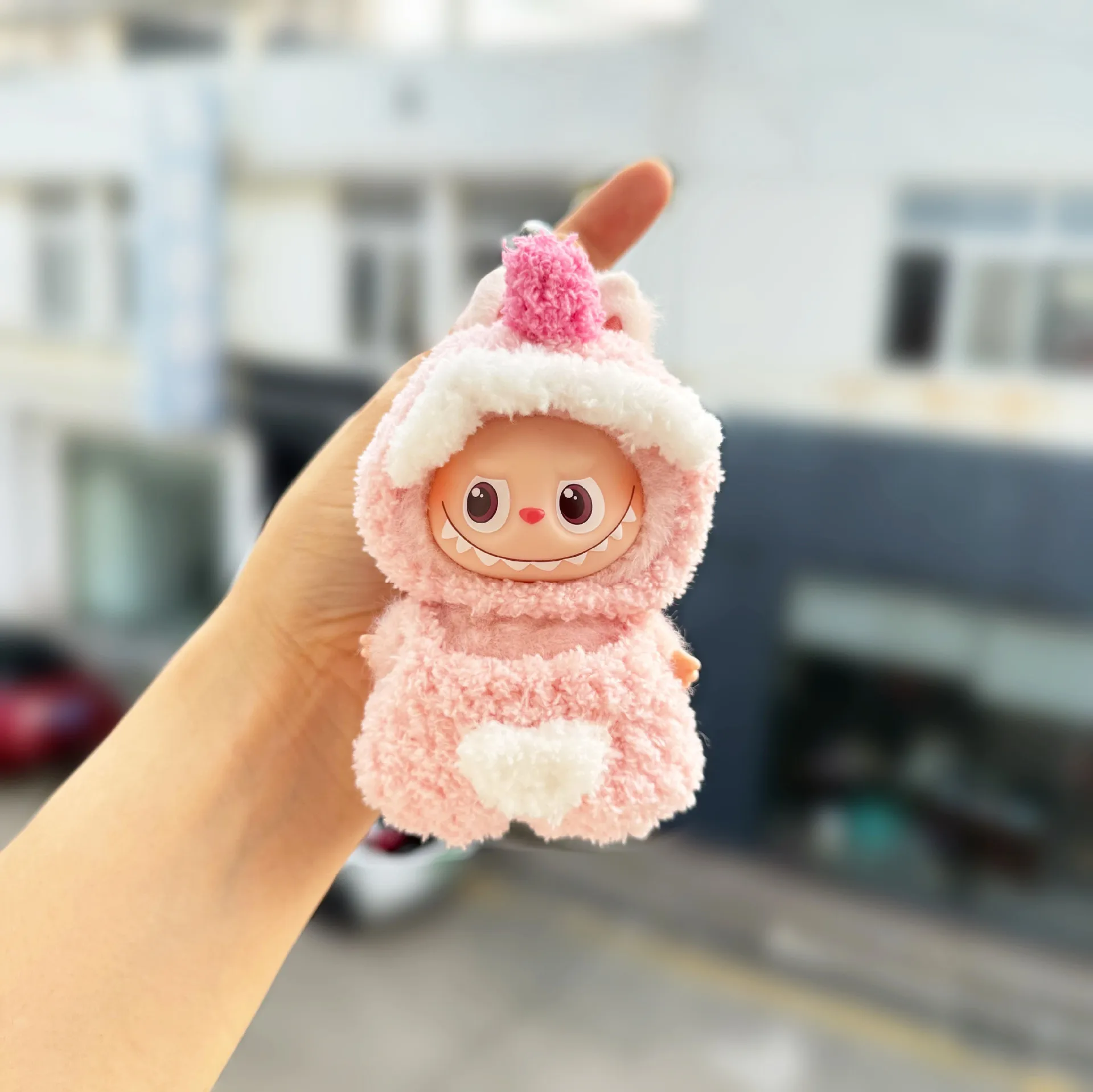 

4th Gen LABUBU Clothing Pin For Love Series Hand-Crocheted Cloud-Fleece Pink Dinosaur Onesie – 4th Gen LABUBU Doll Outfit