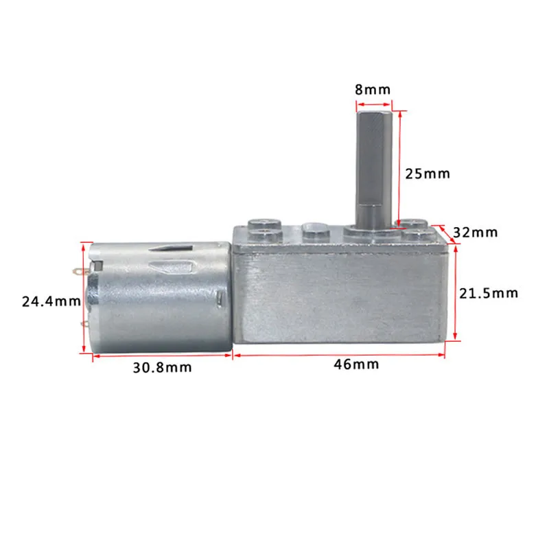 

6V12V24V micro DC gear motor JGY-370 worm gear motor 8D7 extension shaft