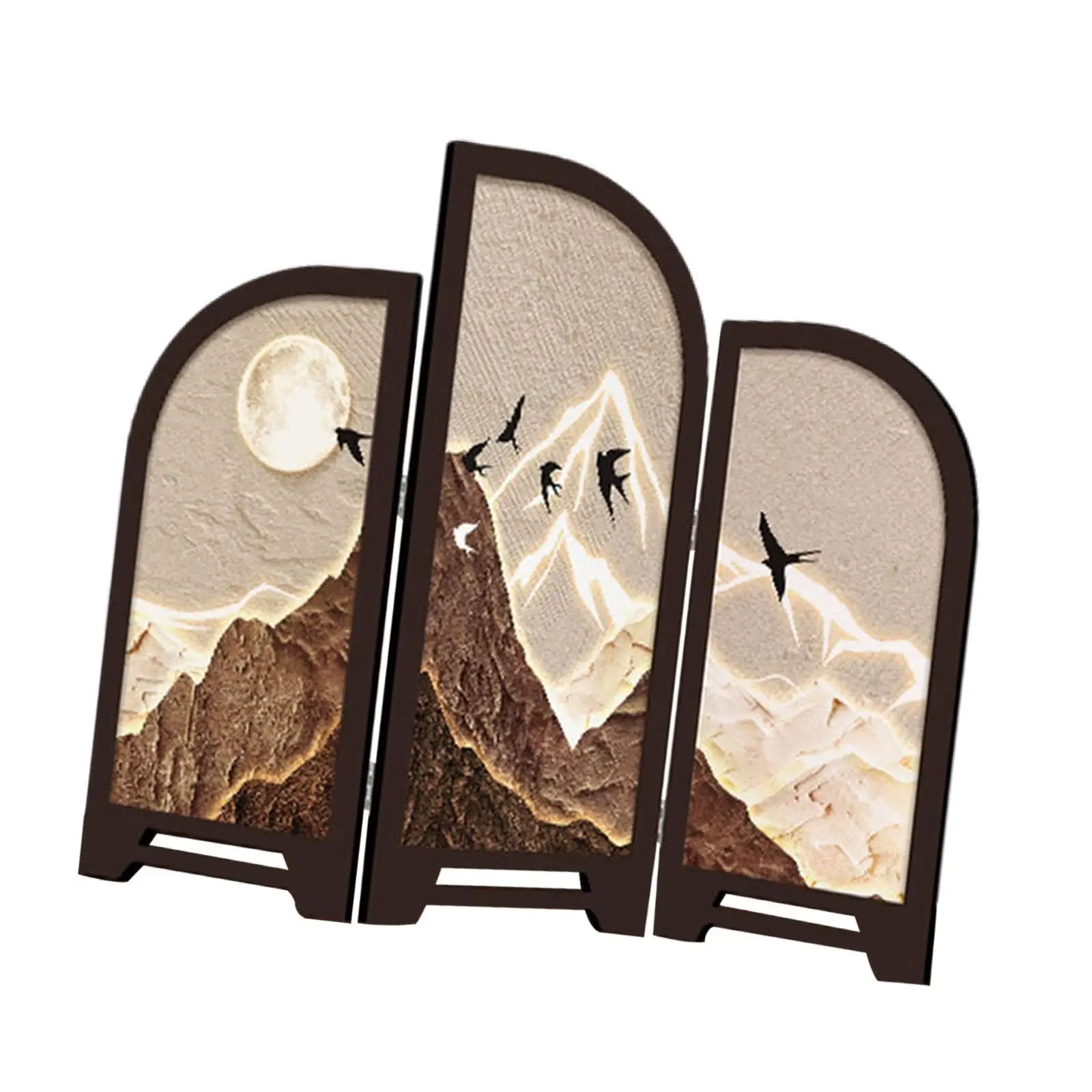 Separador Decorativo de Mesa, Elegante Arte Chino Clásico, Biombo de 3 Paneles, Adorno para Estante, Comedor, Dormitorio, Entrada, Decoración del Hogar