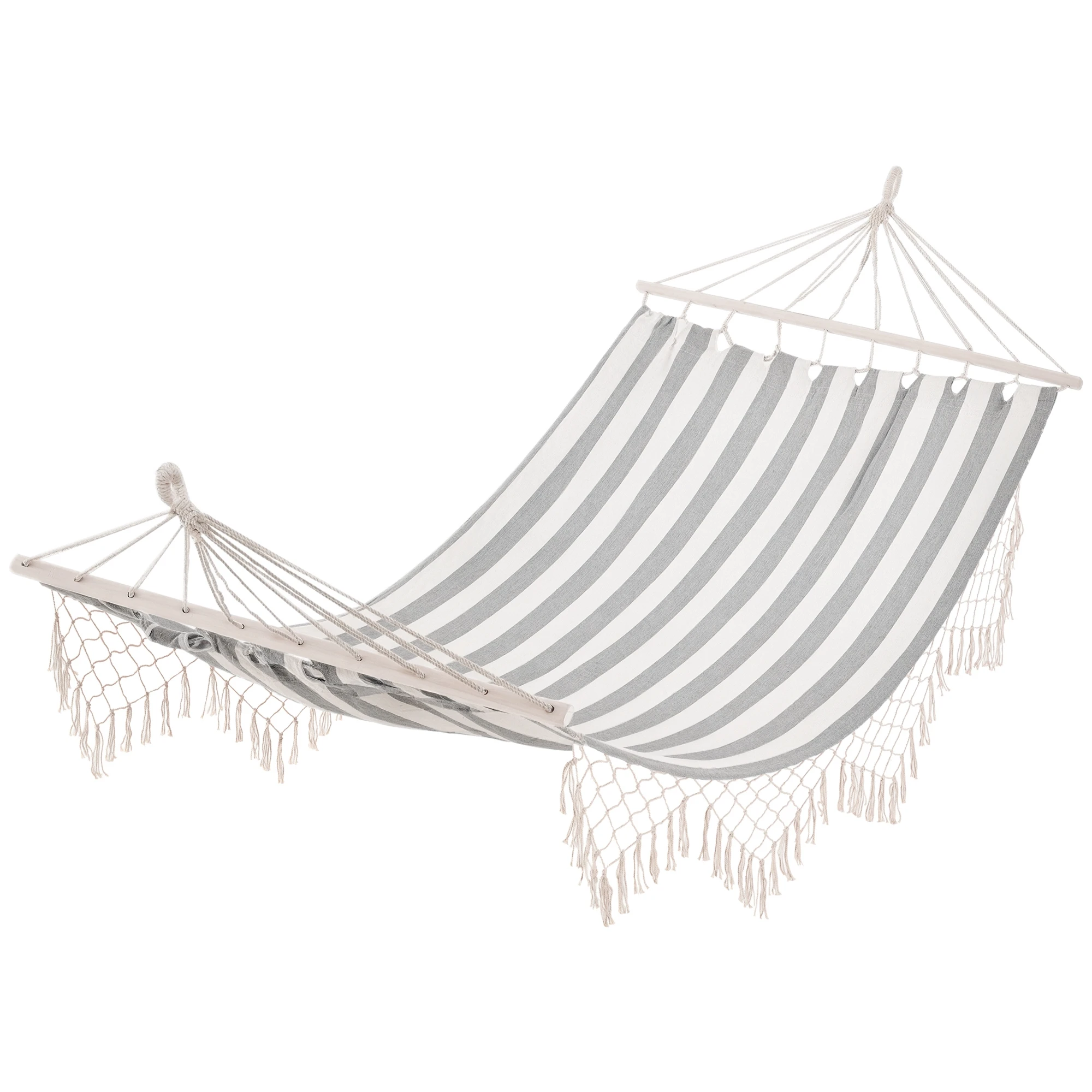 Outsunny Hamaca de Jardín con Travesaños de Madera Carga 120 kg Gris y Crema