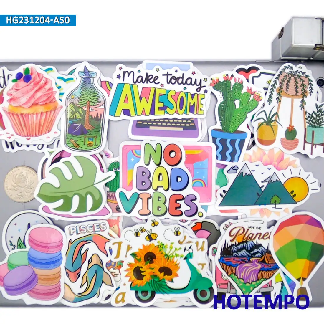 20/30/50 stuks, Leuke kleurrijke cartoon patroon, Good Vibes Stickers, voor meisjes, dagboek, plakboek, bagage, gitaar, telefoon, beker, auto, fiets, motorfiets, skateboard, Laptop Sticker