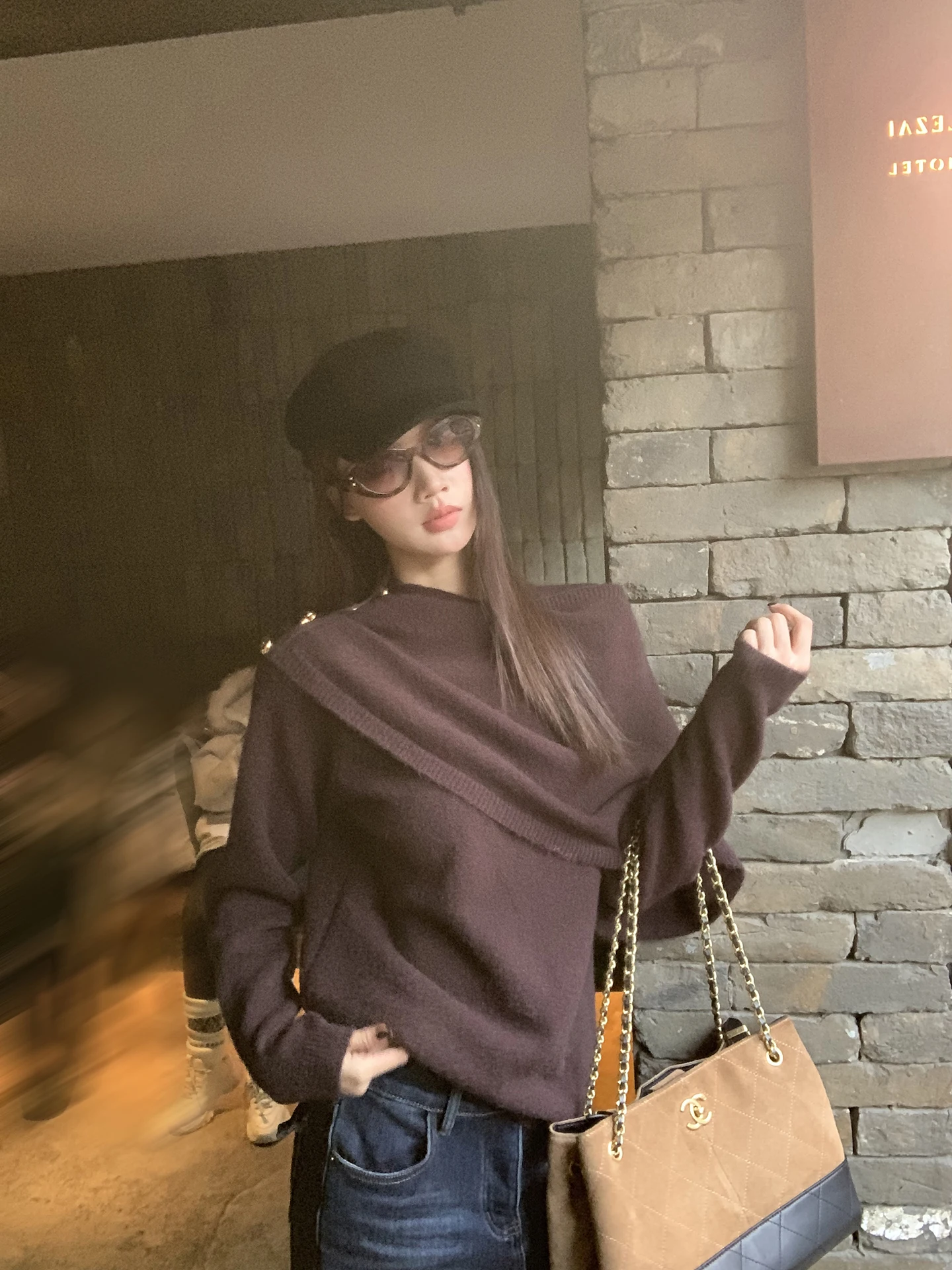 

Winter Women's Long Sve Knitted Sweater Inner Wear Outerwear Korean Sle Red Celebri Gallery G Sle Commute Wind