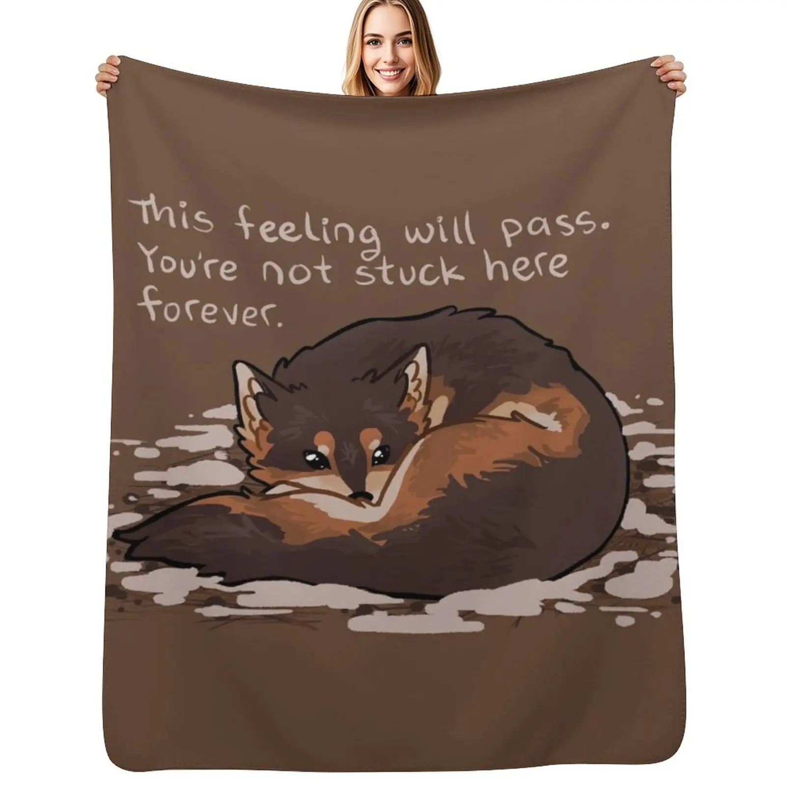 This Feeling Will Pass Snuggly Wolf Throw Blanket Summer Cool Breathable Blanket for Sleeping