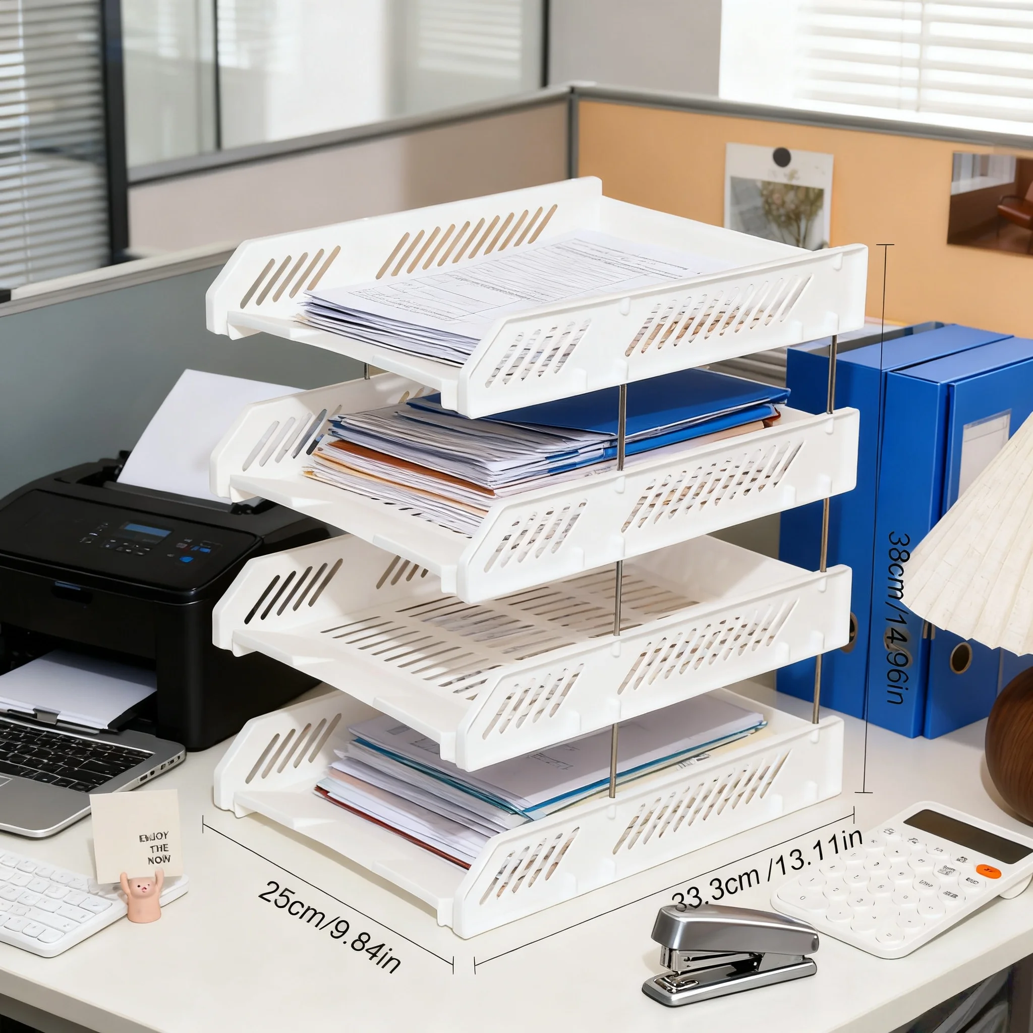 Four-Layer File Tray with Hollow File Compartments, Detachable Storage Rack, File Frame for Organizing Documents, Multi-JJ1475