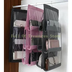 6/8 Pockets Foldable Clear Hanging Purse Handbag Tote Storage Organizer Door Sundry Pocket Hanger Closet Rack Bags