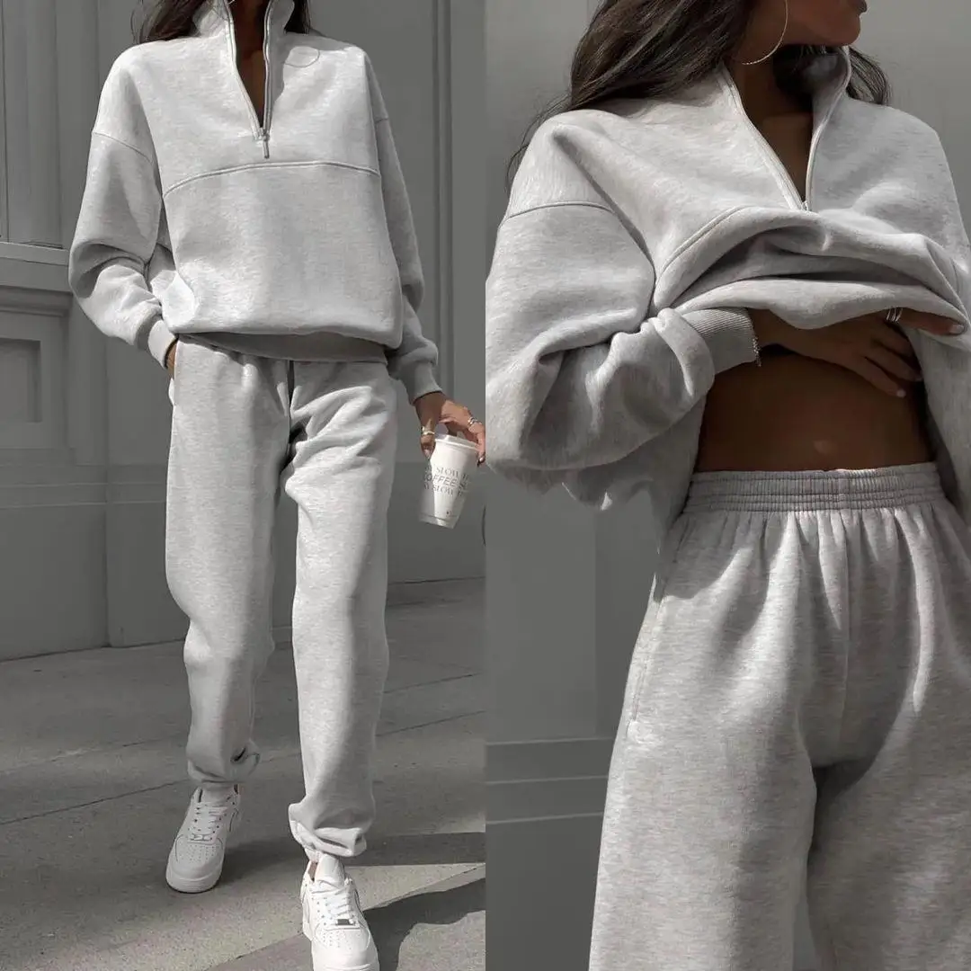 Women's Thi Long Sweatirt AND Long Pants Two Piece Set Winter Faion Canion  Color Commuter SleAdult Size
