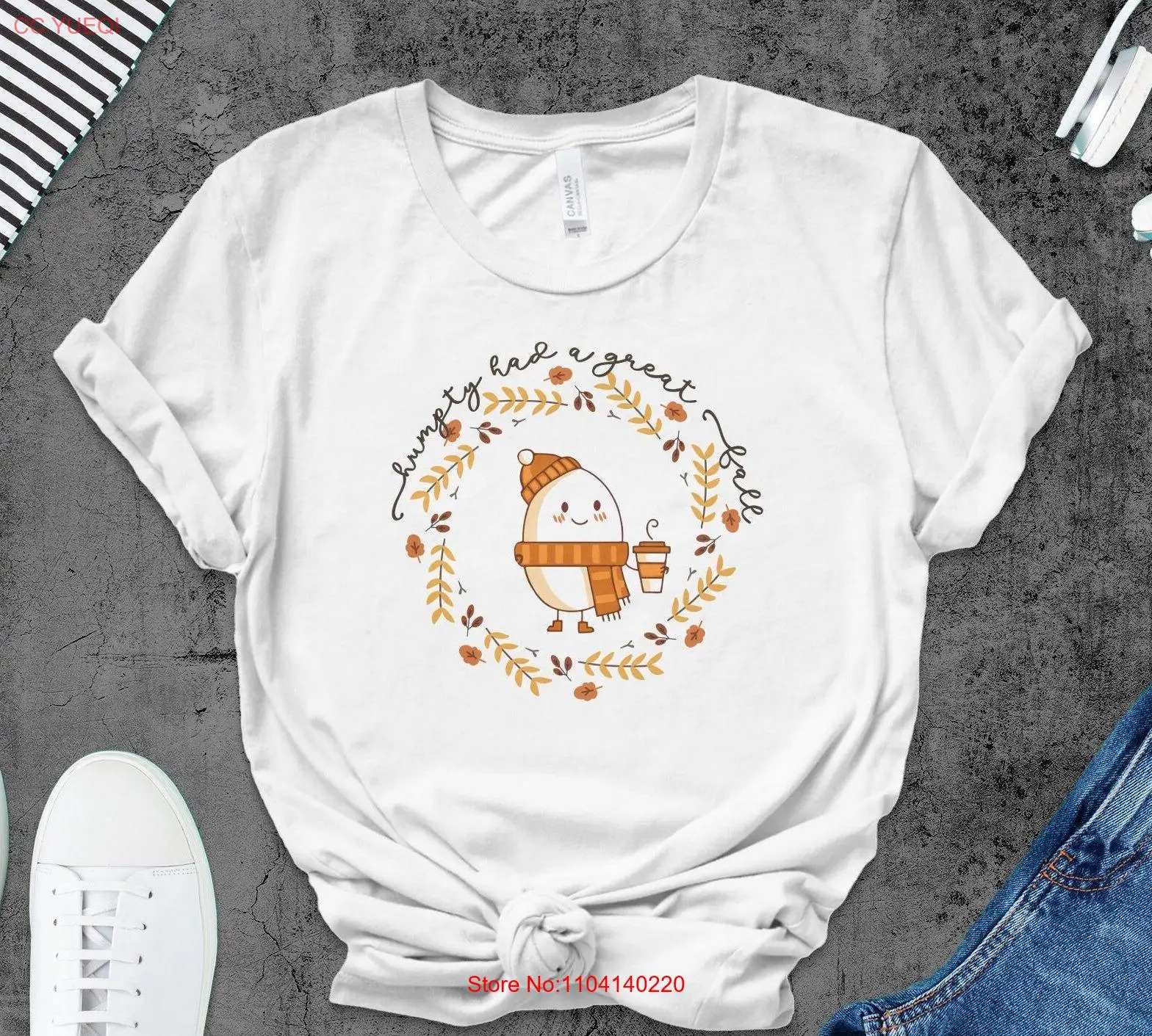 Humpty Dumpty tenía una gran camiseta de otoño divertidas mangas largas o cortas