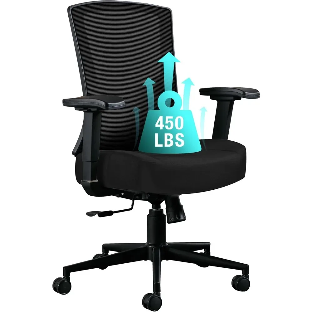 

Big and Tall Office Chair 450lbs, Ergonomic High Back Computer Desk Chair for Heavy People with 2D Adjustable Waist Support