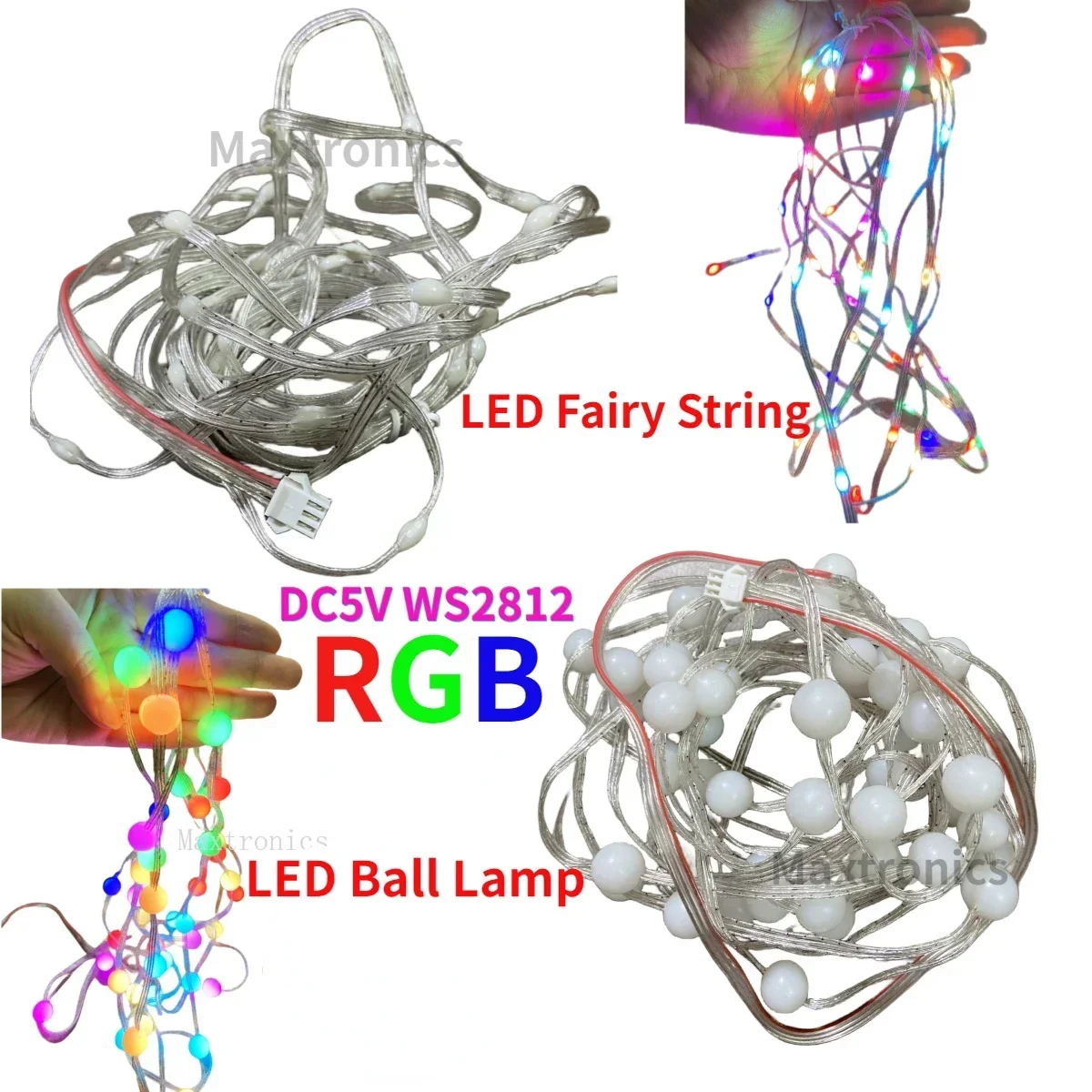 

5M DC5V WS2812B RGB 15MM LED Ball Lamp/LED Fairy String Pixel Dream Color Programmable Waterproof for Wedding Holiday Tree Decor