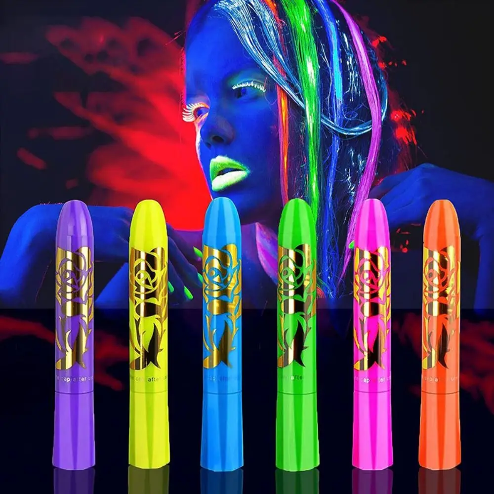 Crayons de Peinture Fluorescents pour le Visage, Créativité, Non Toxique, Lavable, Sûr, Facile à Nettoyer, ix, Scène, Bâton de Maquillage, Club