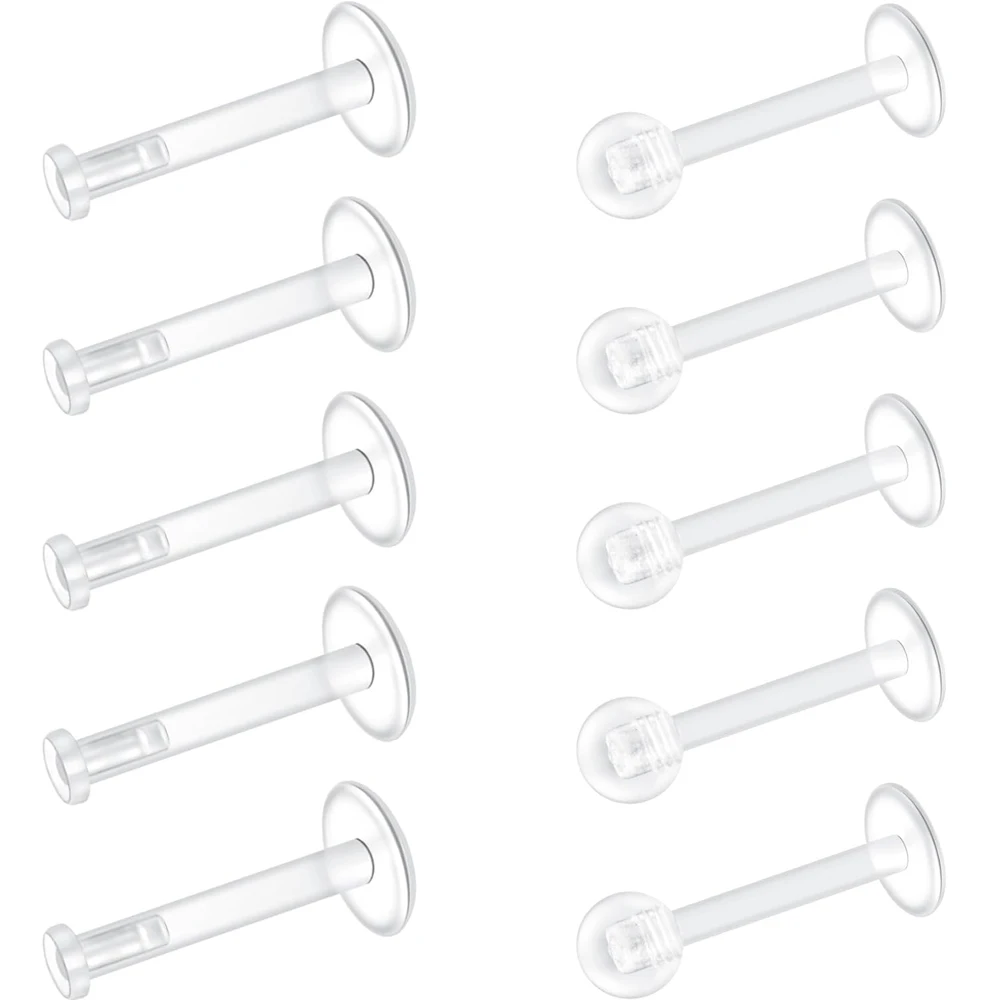 10pcs/Set Sports Surgery Helix Cartilage Tragus Lip Piercing Clear Retainers Acrylic Jewelry For Women Men 6mm 8mm 10mm 12mm