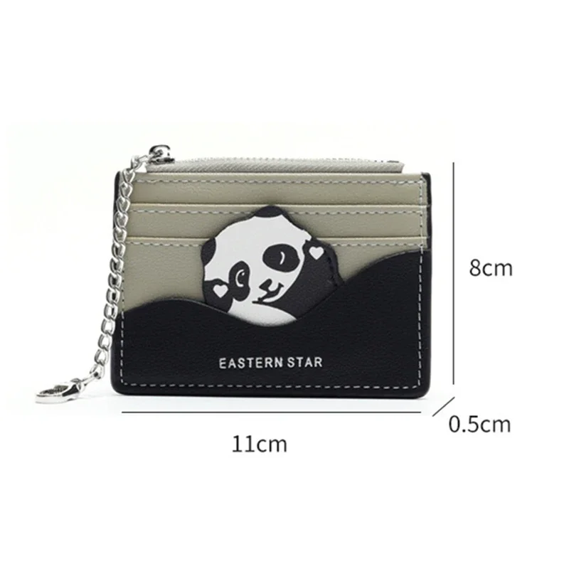 Lovely Panda Small Coin Wallets New Design Ultra-Thin Card Holder for Students Mini Zipper Purse Hangable Chain Cash Money Bag