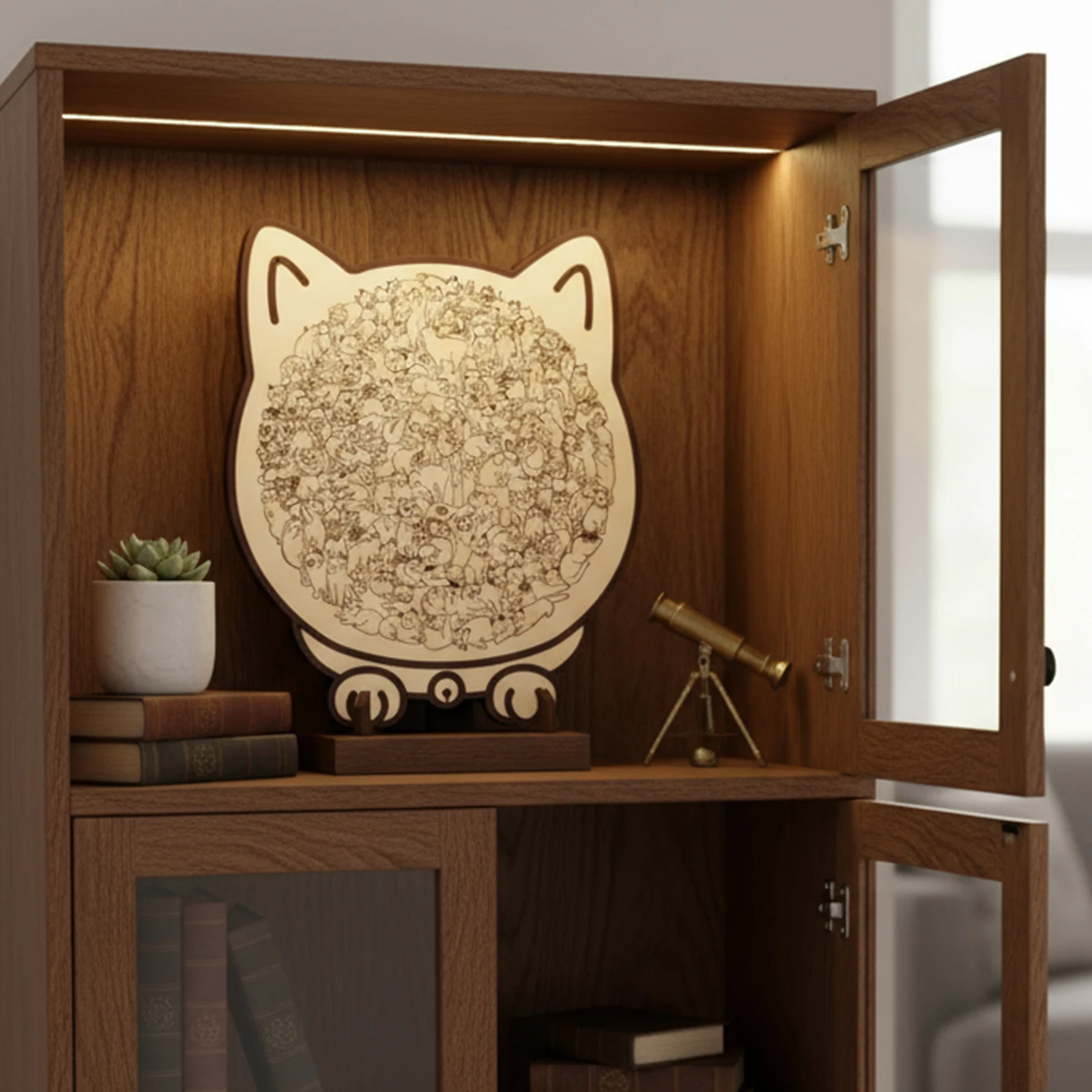 135-delige cartoon grote mond kat puzzel Macaron kleur onregelmatige puzzel houten puzzel voor kinderen tieners volwassenen