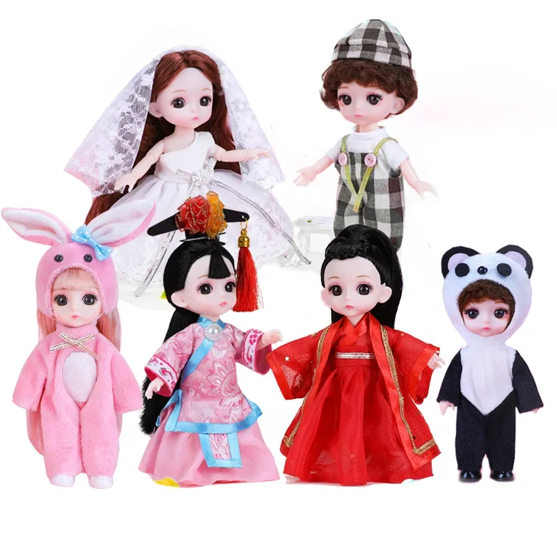 

Fashion Cute 16cm Bjd Doll 13 Joints Dolls Clothes Shoes Naked Baby Dress Up Princess Boy Toys for Girls Children's Gifts 1/12