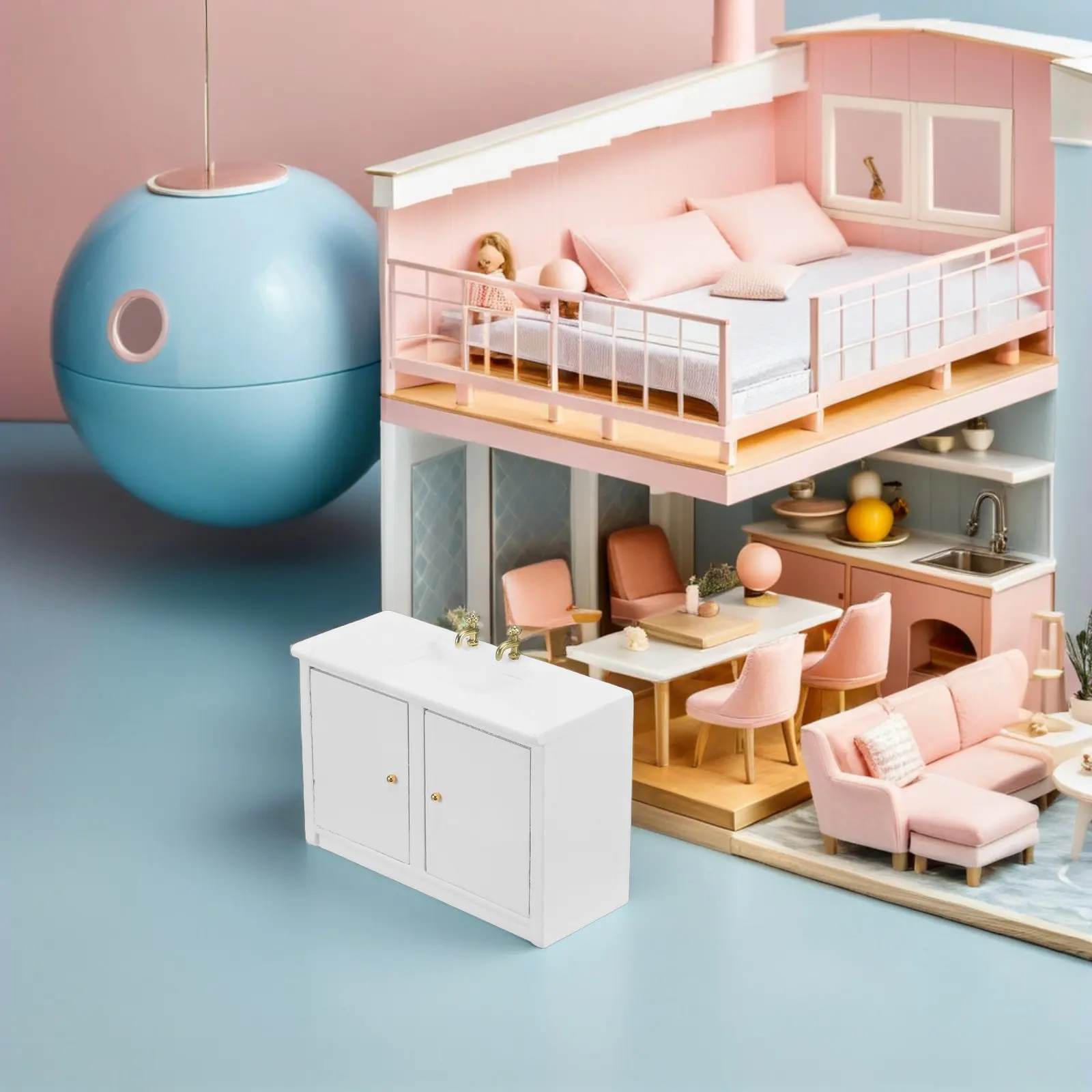 

1Pcs Bathroom Wash Basin Miniature Small House Accessory Exquisite Compact Mini Furniture Ornament for Home Decoration