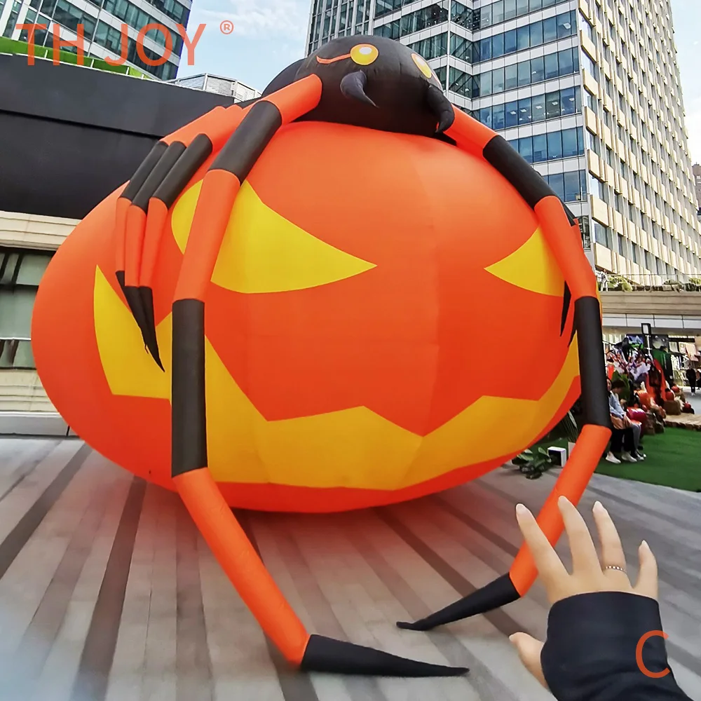 Ballon citrouille gonflable d'halloween de 20 pieds et 6m, nouveau modèle d'araignée sur citrouille pour décoration de festival, livraison aérienne rapide à porte!