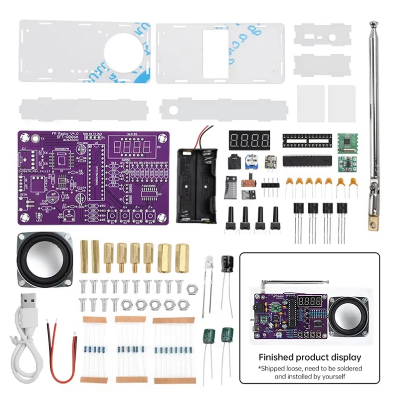 DIY FM Radio Kit Electronic Digital Tube Display Radio Single Chip Computer Learning Assembly Parts 87.5Mhz-108MHZ