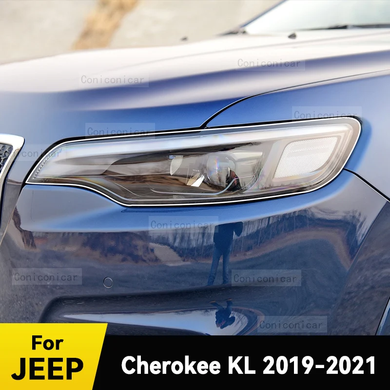 

For JEEP Cherokee KL 2019-2021 Car Headlight Protective Cover Film Front Light Transparent TPU Headlamp Accessories