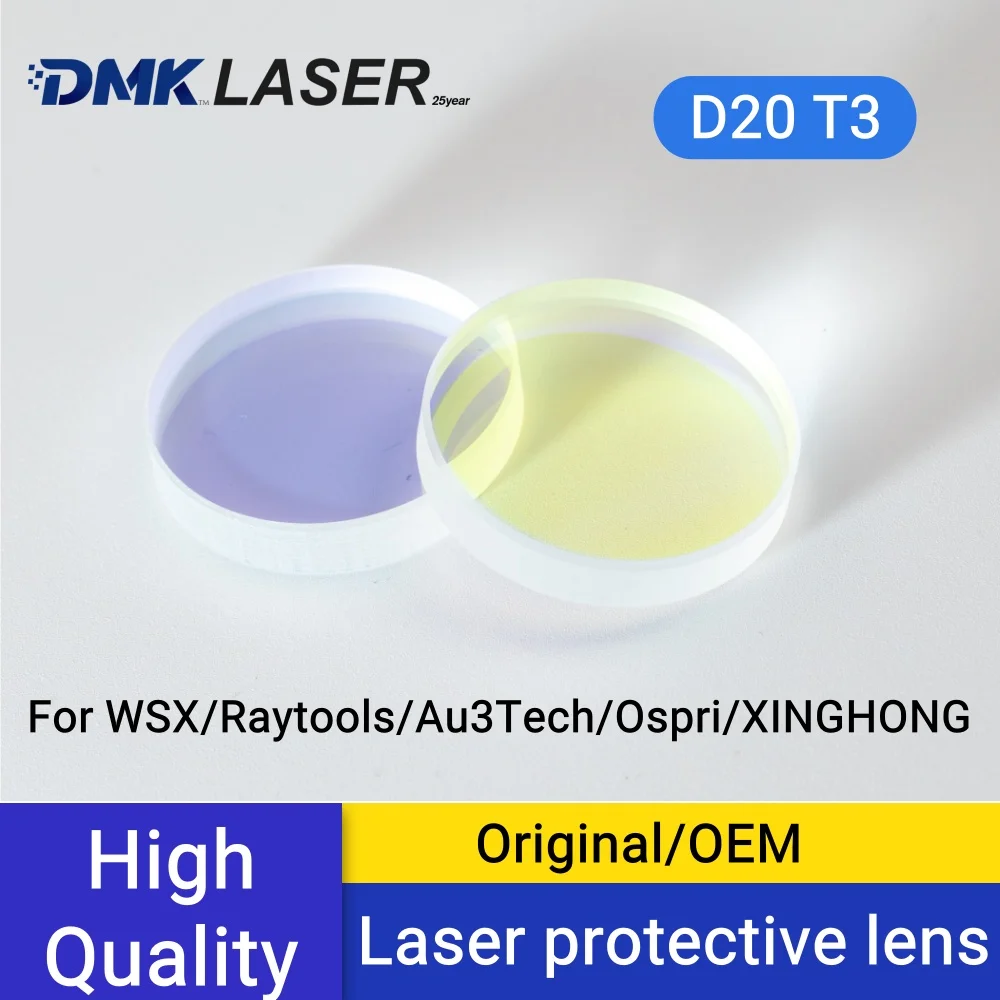 DMK D20 T3 Laser Welding Protective Windows Lenes 20*3mm JGS1 Fused Quartz Coating For Raytools BW101 HW980 Ospri WSX WD23 HD21