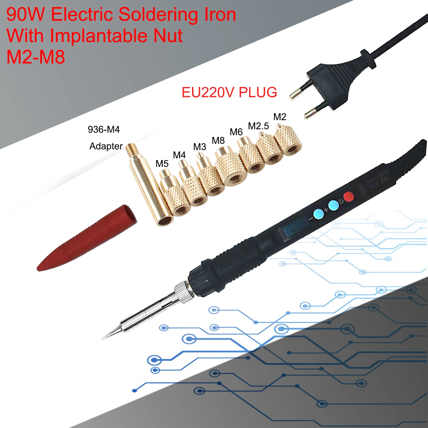 3D Printed Hot Insert Melt Nut M2 M2.5 M3 M4 M5 M6 M8 For 90W LED adjustable temperature electric soldering iron Hot Melt Nut