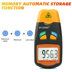 Tachymètre laser numérique sans contact, compteur de vitesse jusqu'à 99999 tr/min, écran LCD, testeur de vitesse pour moteurs de tour et machine