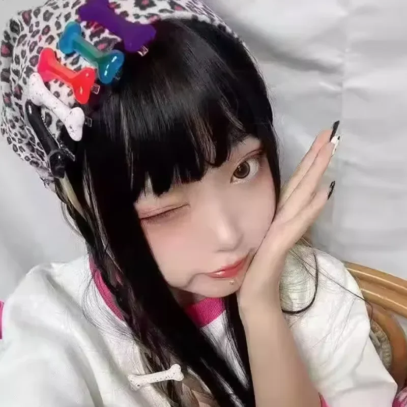 1-5 pçs osso grampos de cabelo moda estilo escuro feminino gril headwear presilhas vívido osso do cão grampos de cabelo lado pino de cabelo acessórios para o cabelo