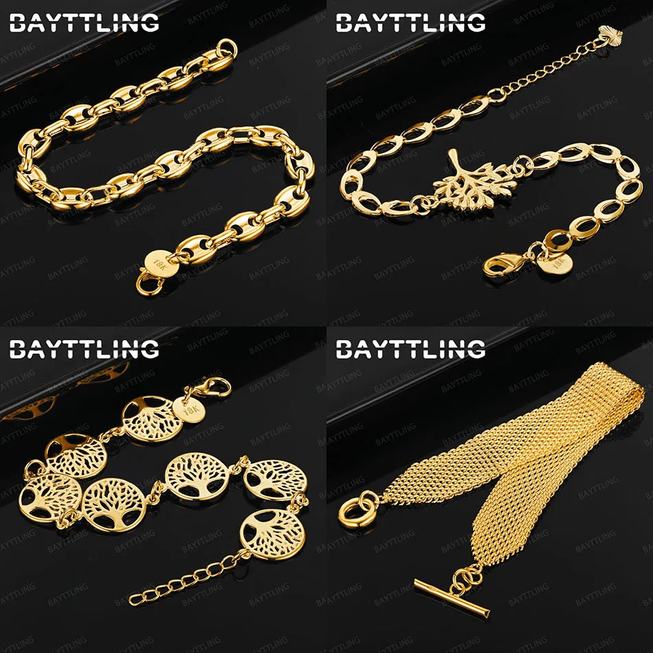 

Fashion 925 Sterling Silver 18K Gold Exquisite Tree Woven Bracelet Women's Jewelry Wedding Gift Elegant Accessory