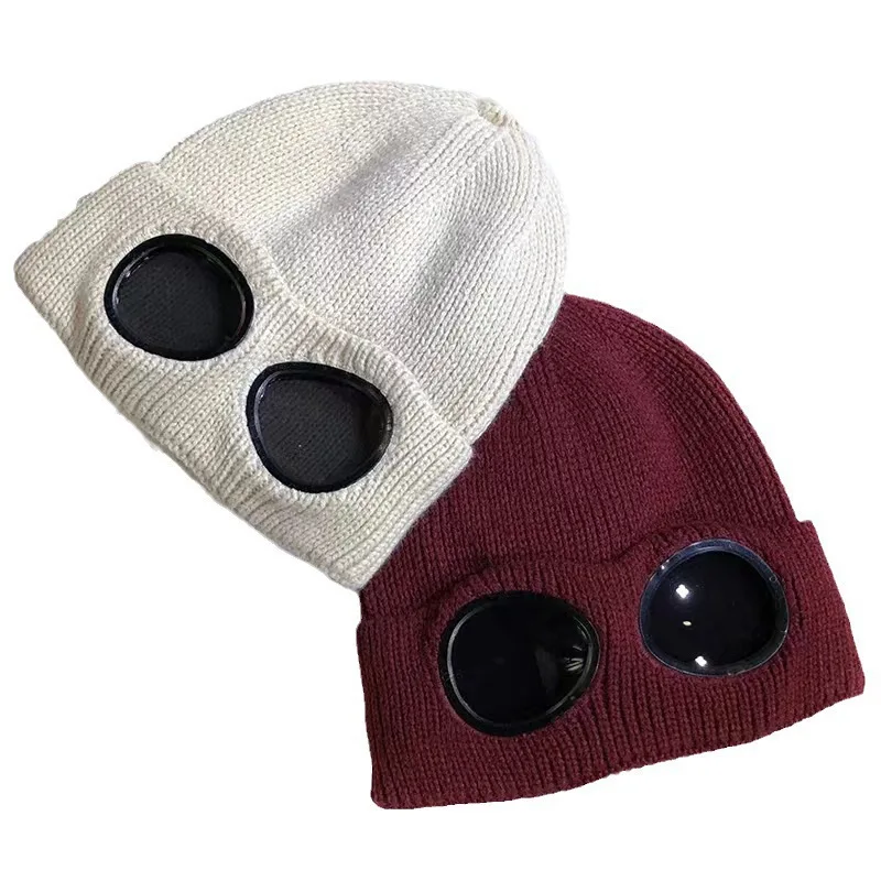 Autumn Hat Winter men\'s Cap Windproof  Fleece Ski Hat Knitted Warm Wool Glasses Fashion Outdoor