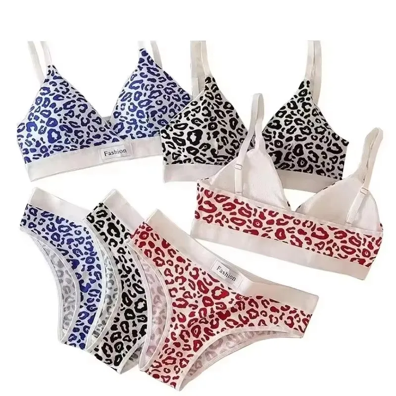 

Комплект женского бесшовного нижнего белья: бюстгальтер и трусики с низкой посадкой, леопардовый принт, сексуальный бюстгальтер-бралетт с V-образным вырезом, спортивный бюстгальтер, хлопковый комплект женского нижнего белья (1/2/3/4 комплекта)