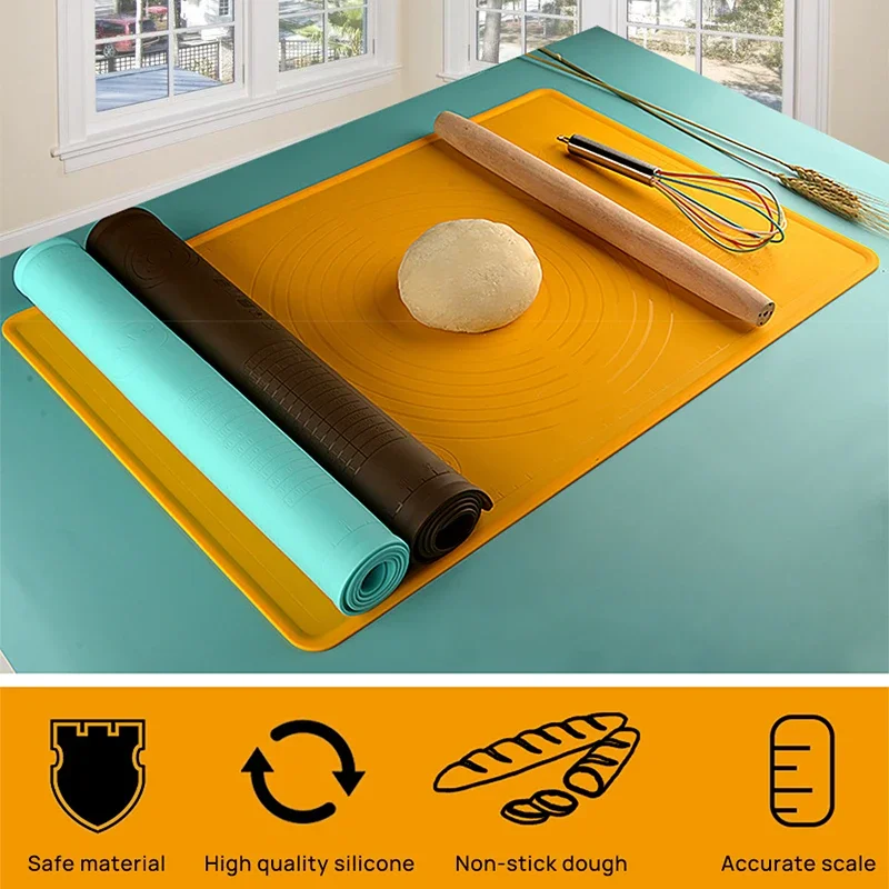 Verdickung Rolling Teig Matte Blatt mit Skala Große Antihaft-Silikon Backmatte Hochtemperatur Fondant Gebäck Kuchen Board Pad