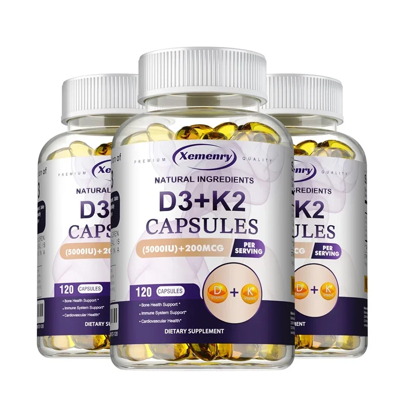Vitamin D3+K2 Capsules - Supports Heart, Bone and Immune Health, Promotes Blood Circulation and Improves Sleep Quality