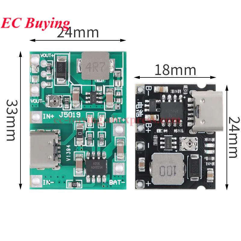 1Pc-10Pcs 3.7V To 9V 5V 2A DC-DC Step Up Boost Module 18650 Lithium Battery Charging Discharging Board Type-C Booster Converter