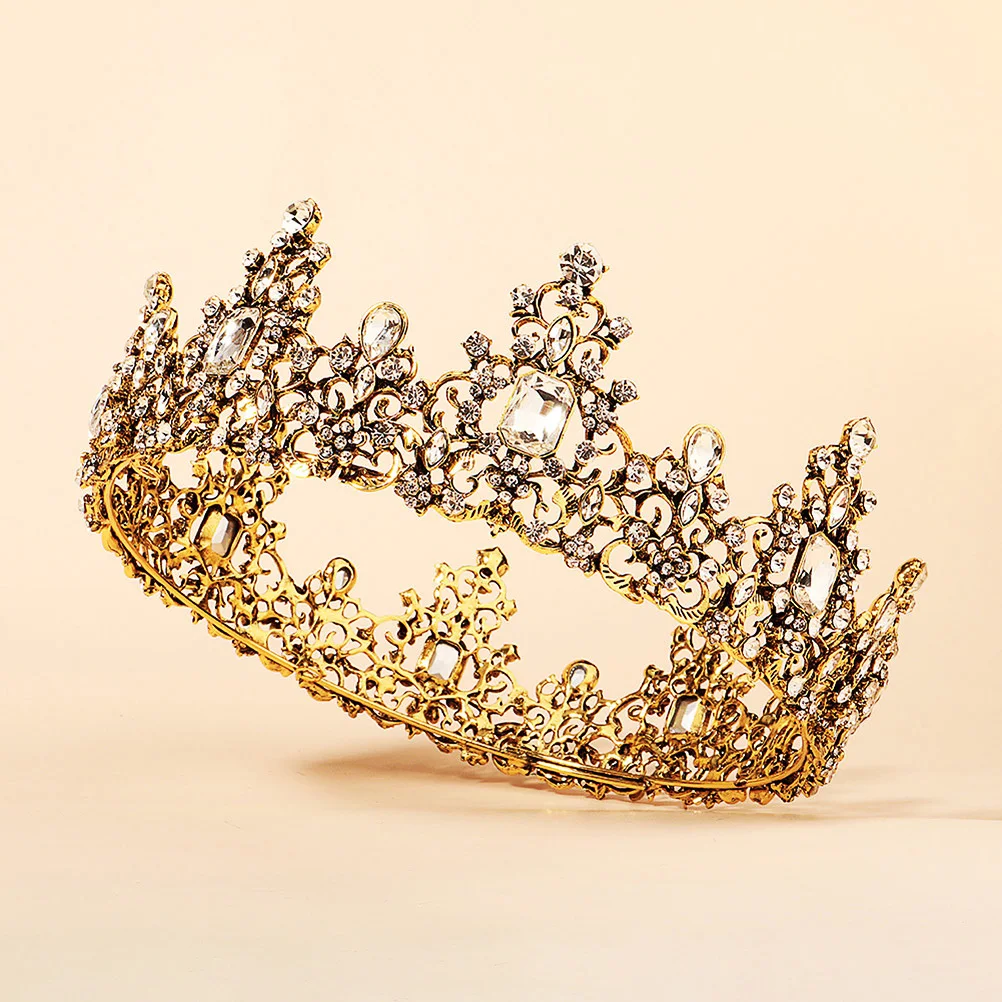 

1Pcs Baroque Crown Headdress Rhinestones Lightweight Comfortable Bridal Wedding Party Headband Baroque Round Crown