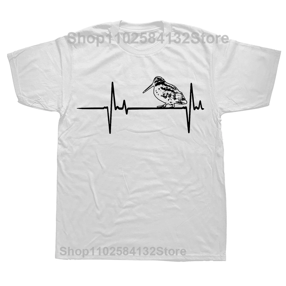 Retro Woodcock Bird Hunter Heartbeat T Shirts Cotton Streetwear Short Sleeve Birthday Gifts Summer Style T-shirt Mens Clothing