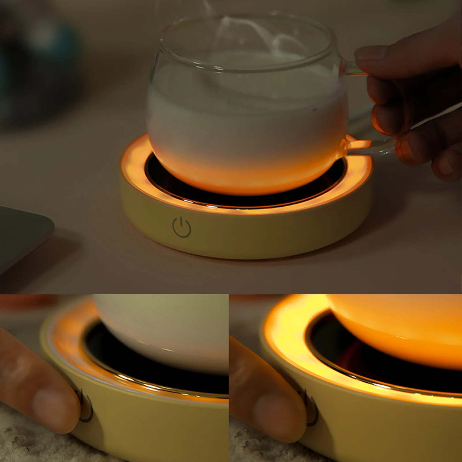 Calentador de tazas eléctrico Temperatura constante 2 modos Luz LED Calentador de tazas de escritorio para oficina Café Hogar AC -